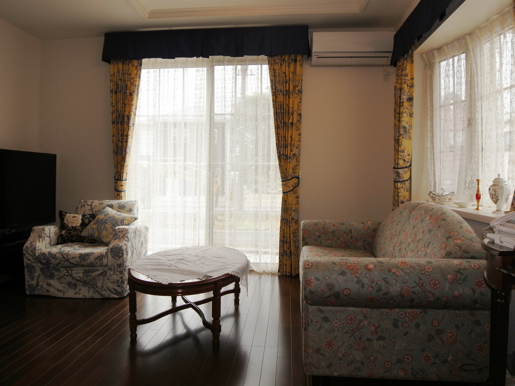 トワルドジェイ　花柄　バランス付｜マスタードカラー｜オシャレ　ハイセンス