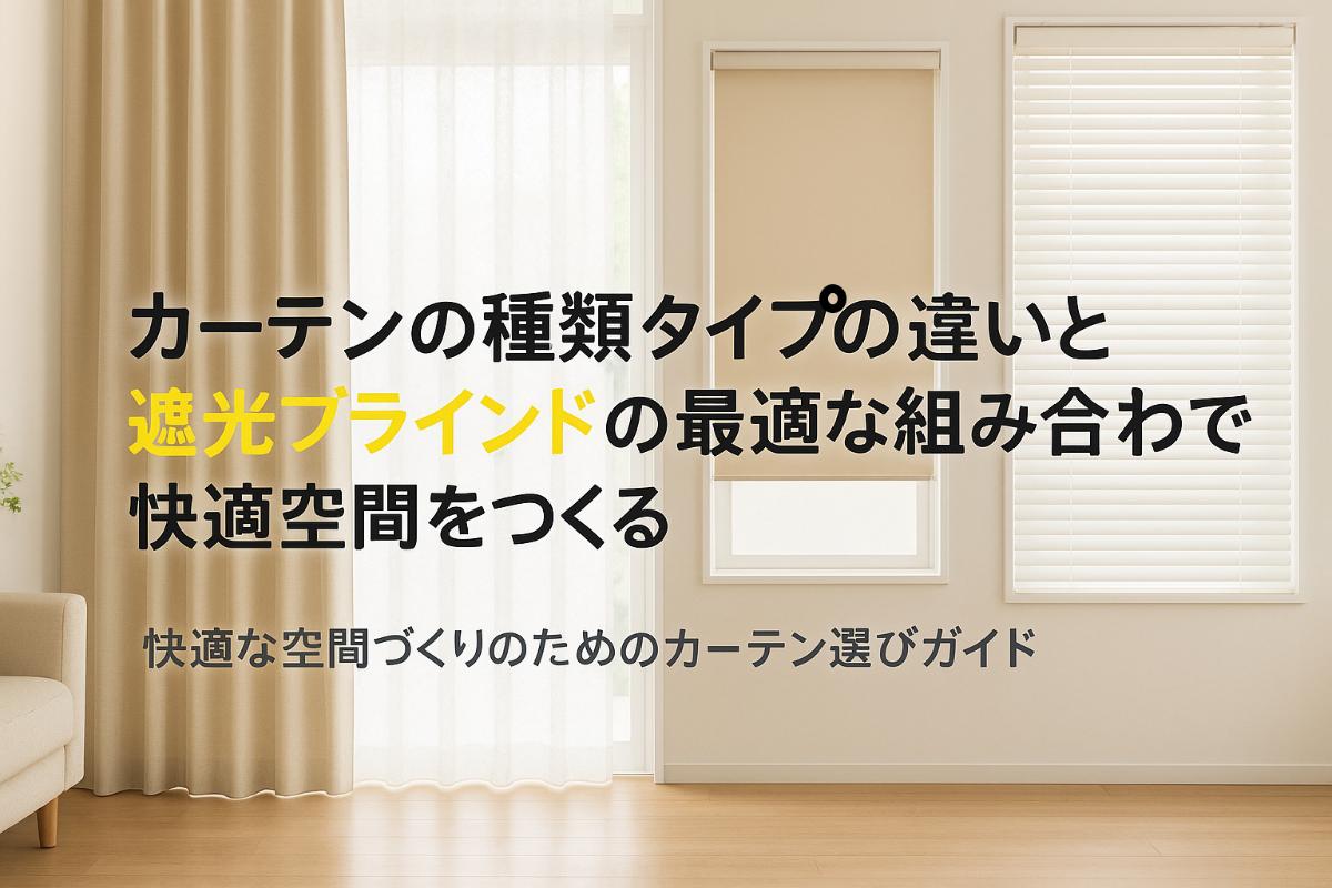 カーテンの種類タイプの違いと遮光ブラインドの最適な組み合わせで快適空間をつくる